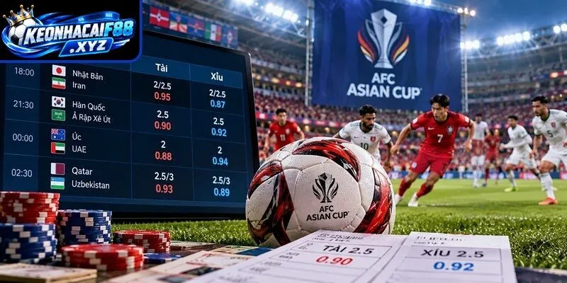 Tỷ lệ kèo Tài xỉu khi cá cược bóng đá Asian Cup