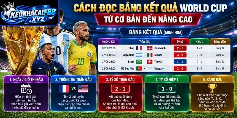 Cách đọc bảng kết quả World Cup từ cơ bản đến nâng cao