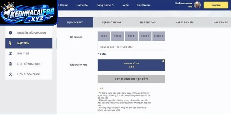 Hướng dẫn nạp tiền SKY88 cho cược thủ dễ hiểu nhất
