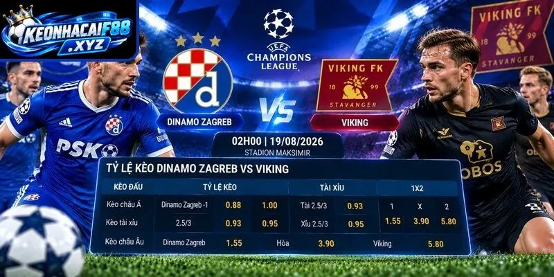 Tỷ lệ kèo Dinamo Zagreb vs Viking