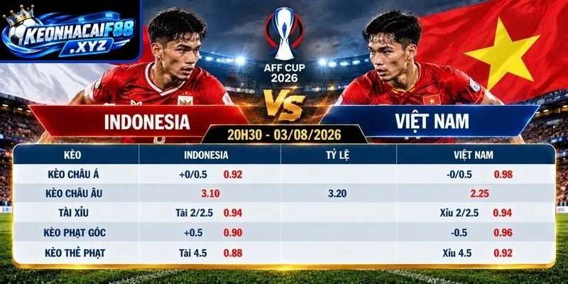 Tỷ lệ kèo Indonesia vs Việt Nam