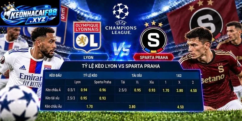 Tỷ lệ kèo Lyon vs Sparta Praha