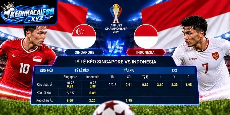 Tỷ lệ kèo Singapore vs Indonesia