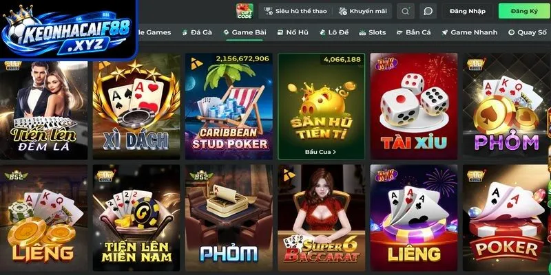 Game bài đổi thưởng với đa dạng các tựa game hot để thử sức