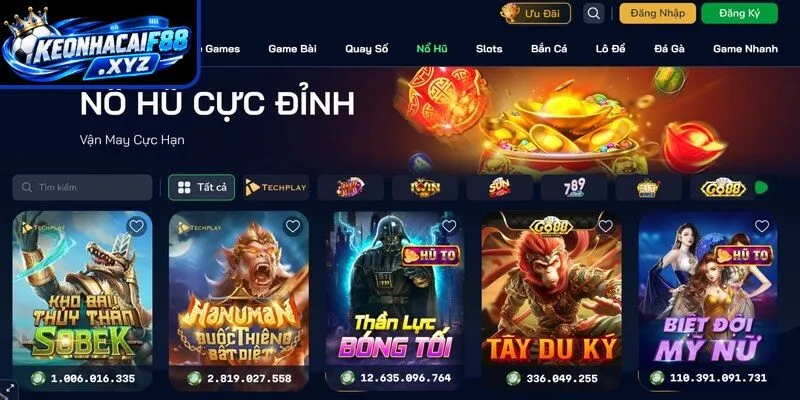 Sảnh slot tại đây rất vui nhộn vì có hàng trăm chủ đề quay hũ đa dạng
